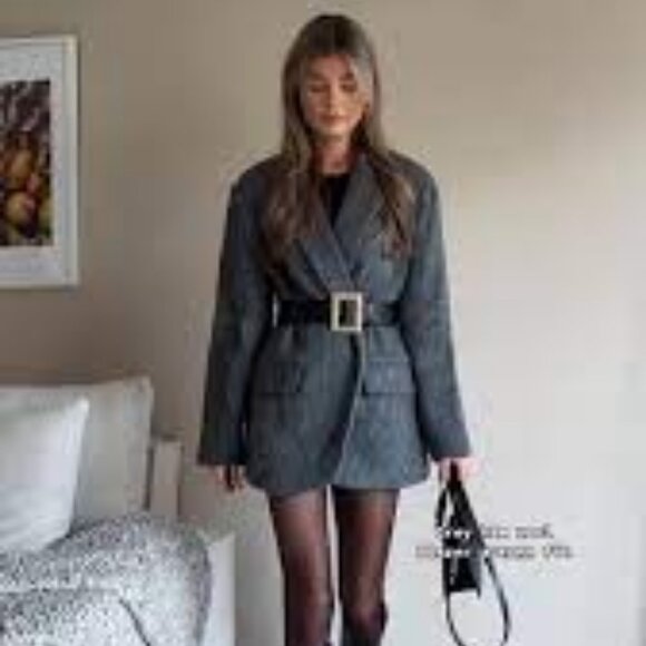 NWT H&M oversized Gray Women's Blazer Jacket Size M - Picture 2 of 11